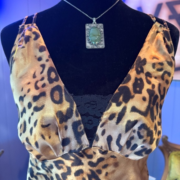 Leopard Print Lace Slip Dress Size Medium - Picture 3 of 7